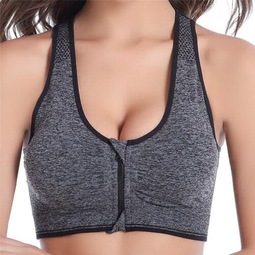 Sanderala Front Zipper Fitness Top women sportsbra push up Yoga Bra Breathable Shockproof Vest Padded Running tank top