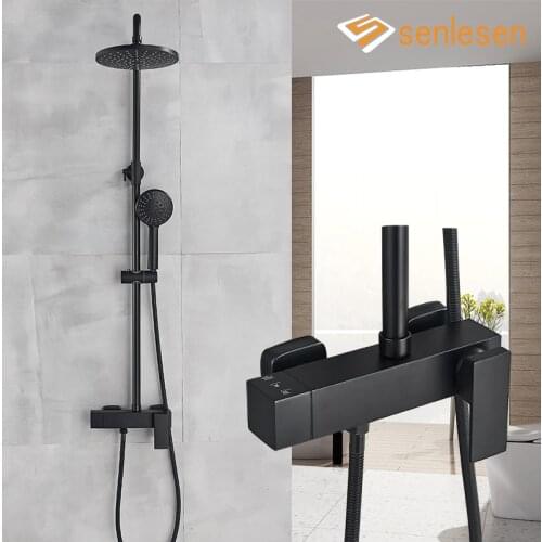 Senlesen Shower Faucet Solid Brass Single Handle 8 inch Shower Head Shower Hand Water Mixer Tap Para Bathroom Shower