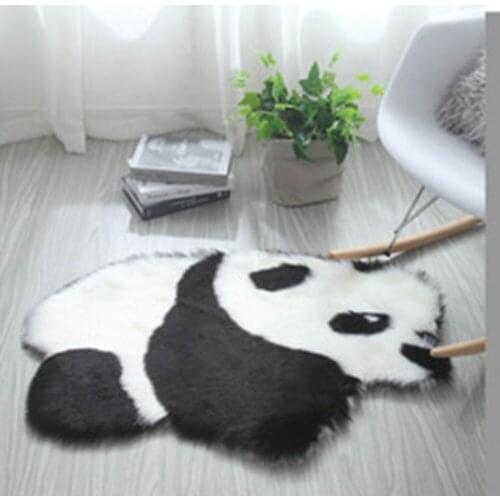 Cute Animal Shaped Rug Artificial Sheepskin Fluffy Panda Koala Carpet for Home Bedroom Living Room 60cm*90cm H88F