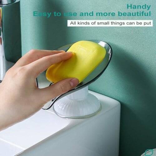 Leaf Shape Punch-free Rotatable Multifunction Soap Box Drain Soap Holder Rack Suction Cup Kitchen Bathroom Supplies Gadgets