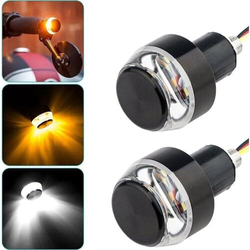 Motorcycle Blinker LED Turn Signals Light 12V Flashing Handlebar Blinker for 22mm Amber Grip Plug Signal Handle Bar End Light