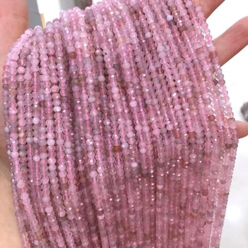 High Quality Natural Stone Rose Quartzs Beads Faceted Round Pink Quartz Loose Beads For Jewelry Making DIY Bracelet Size 3x4mm