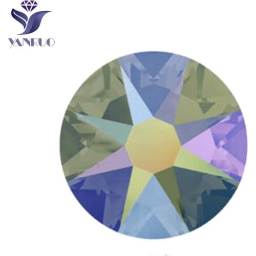 YANRUO 2088NoHF Non-Hot Fix Diamante Element Plating Montana AB Glass Crystal Hotfix Crystals Wedding Dress Stones For Garment