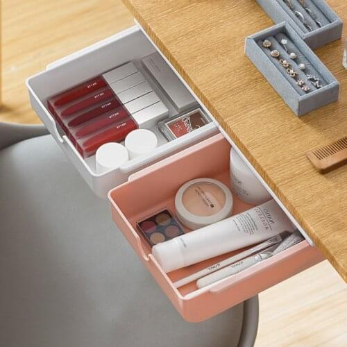 Under The Desk Storage Box Invisible Drawer Office Desk Bottom Pasting Arrangement Box Workstation Dormitory Makeup Pen BoxCover