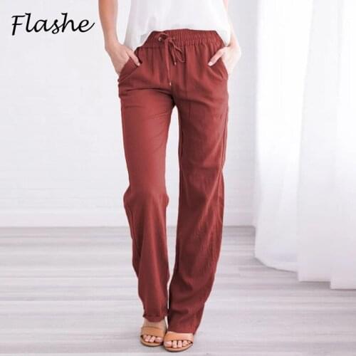 2021 Spring Summer Casual Women Pants Solid Pocket Drawstring Loose Trousers High Waist Pants Women Joggers Sweatpants