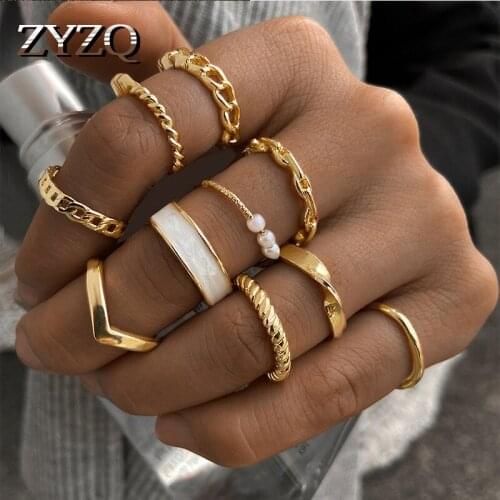 ZYZQ Bohemia Simple Gold Color Butterfly Finger Ring Set For Women Multi layer Geometric Combination Ring Jewelry Gift