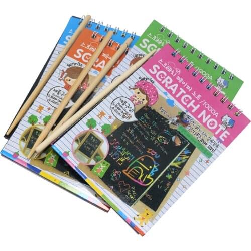 1 Pcs Random Mixed Colors 140 * 100mm Creative Mini-color DIY Scratch This Colorful Coil Sketch Book Each One 8-9 Sheets
