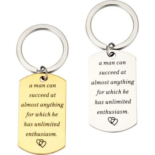 10pcs Silver Gold Stainless Steel Car Keychain Letter Lettering a man can succeed at almost anything Men Gift