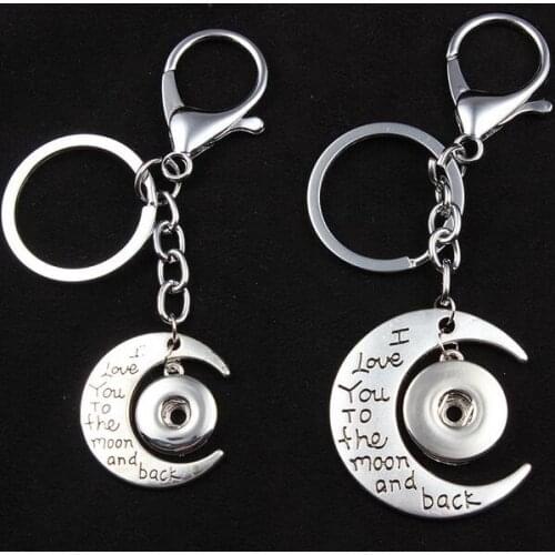 10PCS I Love You To The Moon And Back Snap Jewelry Interchangeable Ginger Snap Button Snap Key Chain Key Rings
