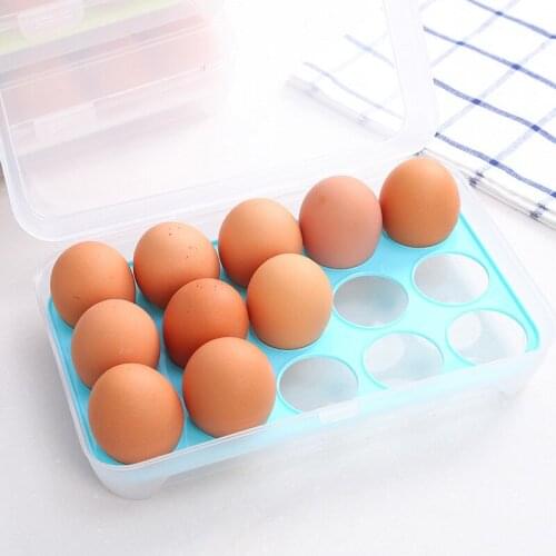 15 Grid Egg Box Home Storage Organizer Kitchen Supplies Refrigerator Storage Box Food Container Plastic Eggs Kitchen Organizer