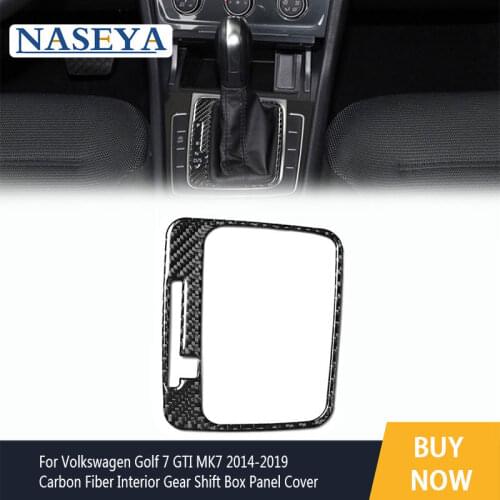 2PCs Carbon Fiber Interior Gear Shift Box Panel Cover For Volkswagen VW Golf 7 GTI MK7 2014-2019 Car Styling Accessories