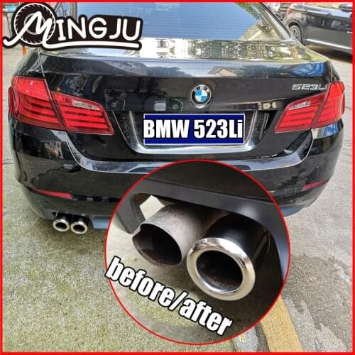 2X STAINLESS STEEL FINISHER END EXHAUST TAIL REAR MUFFLER TIP PIPE TAILPIPE For Bmw 5 series 523LI accessories