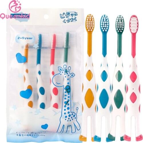 Explosive Childrens Baby Cartoon 4 Packs 2-5 Years Old Soft Hair Cute Baby Toothbrushes