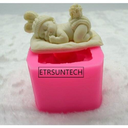 50pcs Sleeping Baby Candle Silicone Mold Cake Decoration Tools Handmade Soap Mold