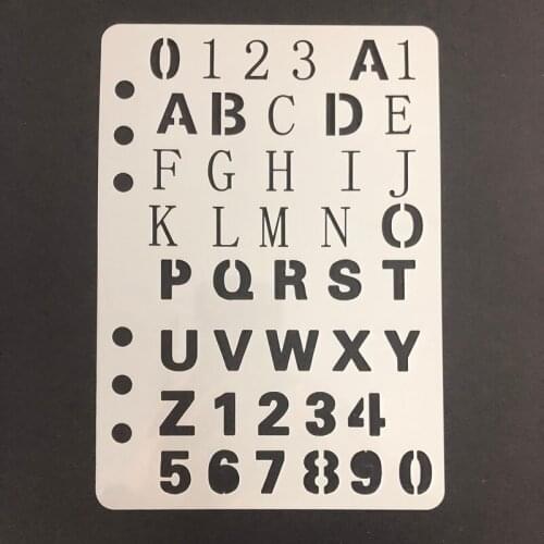A5 Letter Stencil Alphabet with Numbers 6 Holes Loose-leaf Journal Stencils Organizer Planner DIY Reusable Embossing Card