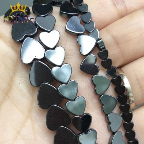 Black Love Heart Hematite Stone Natural Beads Loose Spacer Beads For Jewelry Making DIY Earrings Bracelet Accessories 15''Inches
