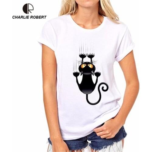 CR Naughty Black Cat 3D T shirt Size XS~4XL Women Lovely Shirt Good Quality Comfortable Brand Shirts Soft Tops