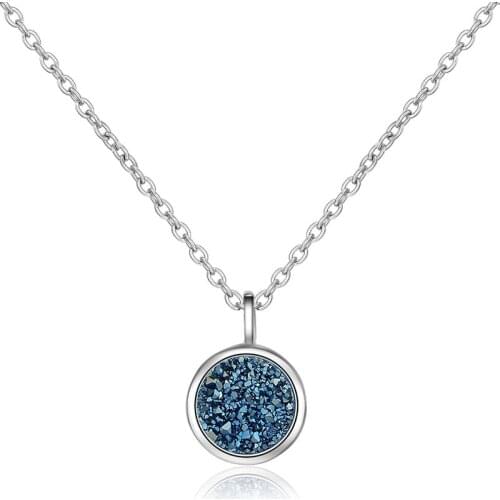 Everoyal Fashion 925 Sterling Silver Necklace Jewelry For Women Charm Crystal Blue Round Pendant Necklace Female Accessories Hot