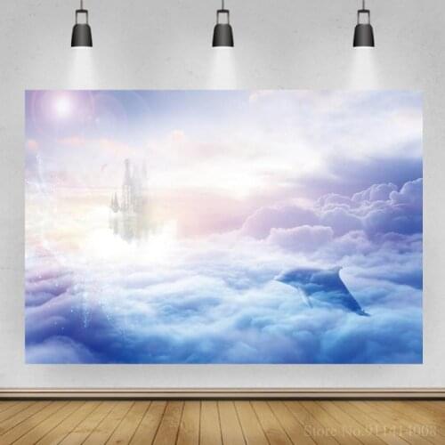 Sunshine White Clouds Sky Scenic Photography Backdrop Dreamy Girl Princess Castles Birthday Newborn Baby Photo Backgrounds