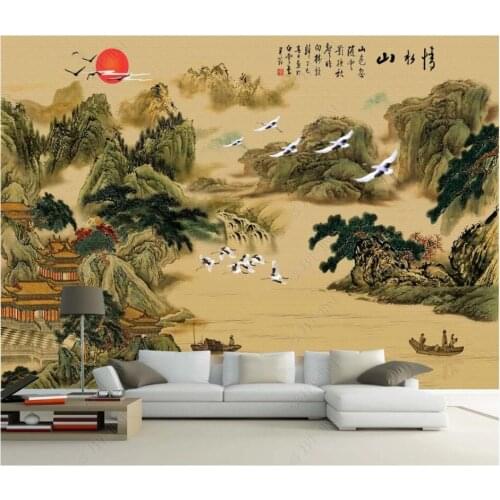 Photo wallpaper 3d custom mural Chinese style mountain ink painting landscape decor living room Wallpaper for walls in rolls