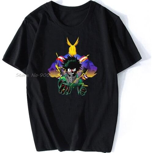 Novelty My Hero Academia All Might T Shirt Men Short Sleeve Summer Anime Manga Midoriya Izuku T-Shirt Fitted Cotton Tee