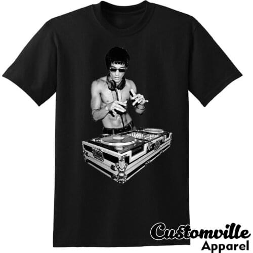 Bruce Lee Dj Unisex T-Shirt. Funny Tony Stark Movie Fans Kung Fu Summer Fashion Letter Printed Cotton T Shirt Custom Tees shirts