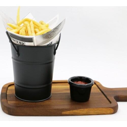 Stainless Steel Barrel Fries Basket Food Bucket Double Ear Cup Mini Dinnerware Pail Multi - Purpose Basket Snacks Barrel 1pcs
