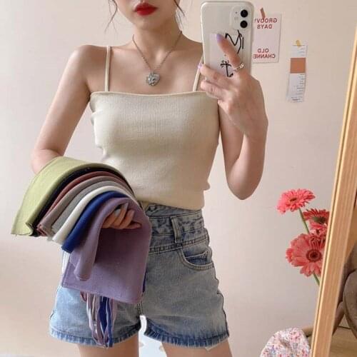 Women Knitted Crop Top for Ladies Fitness Vest Women Basic Sexy Slim Sleeveless Summer Tank Tops Vest