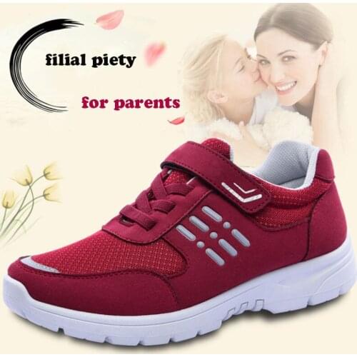 Spring Casual Mesh Breathable Women Running Shoes Non-slip Soft Sneakers Safety Mom Platform Seniors Couple Shoes