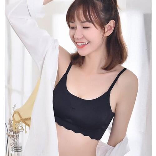 A piece of ice silk, no trace, no steel ring, sleep gathering, yoga exercise, large size camisole, bra, underwear, women