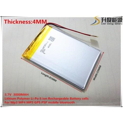 3.7V 3000mAh 405581 Lithium Polymer Li-Po li ion Rechargeable Battery cells For Mp3 MP4 MP5 GPS mobile The tablet battery