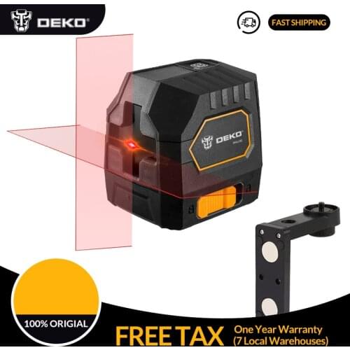 DEKO DKLL02 Mini Style Self-Leveling Laser Level Cross Line Laser With Red Light Source & Adjustable Mounting Clamp