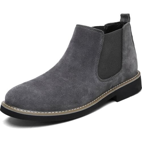 Men Shoes Spring Classic Boots Genuine Leather Chelsea Boots Suede Luxu00ry Ankle Boots High-top Martin Boots Plush Winter Boots