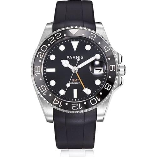 Men dive wrist watch,mens automatic watches PARNIS GMT luxury brand man mechanical wristwatch waterproof clock sapphire relogio