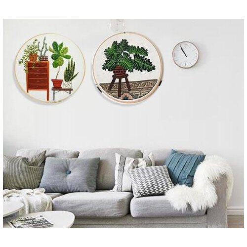 15x15cm Flower Shop Plant Series European embroidery kit simple three-dimensional embroidery Ribbon kit embroidery needlework