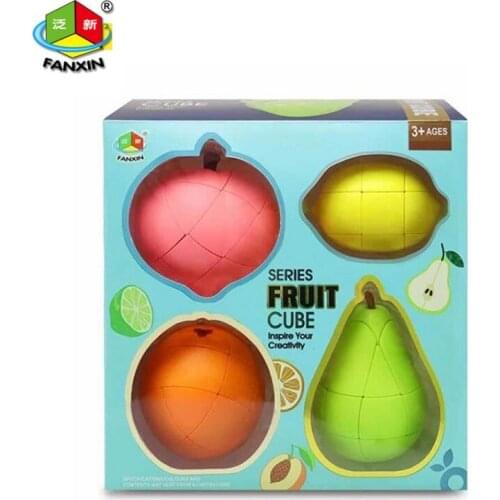 FanXin Fruit Magic Cube Set 3pcs 4pcs Cubing Speed Bundle Packing Educational Toys Children Brain Teaser Brithday Christmas Gift