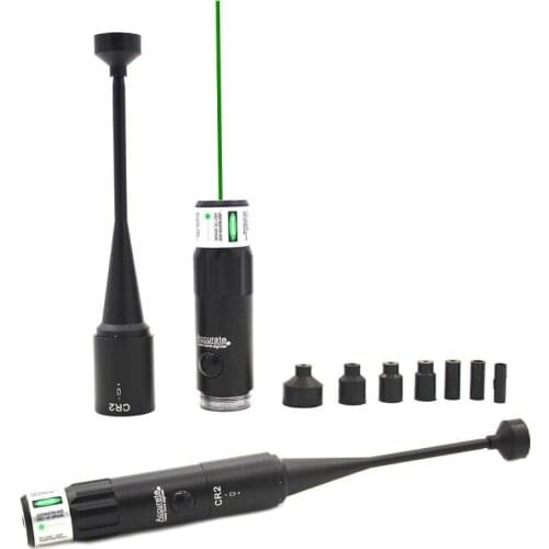 Outdoor red and green laser sight calibration is aiming for the school to zero set