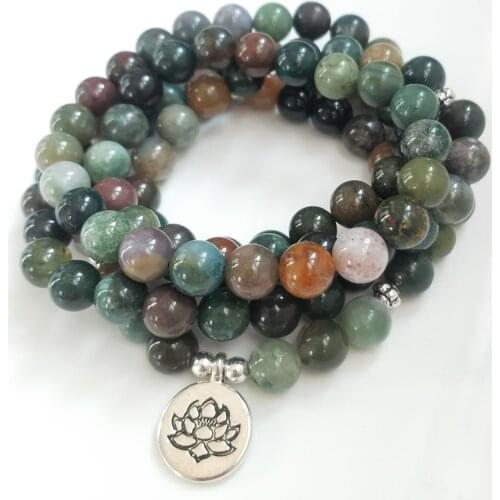 Natural Indian Onyx 108 Mala Bracelet/necklace Unisex Yoga Bracelet