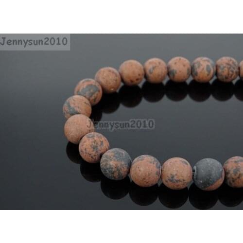 Natural Matte Mahogany Obsidian 12mm Frosted Gems stones Round Ball Loose Spacer Beads 15'' 5 Strands/ Pack