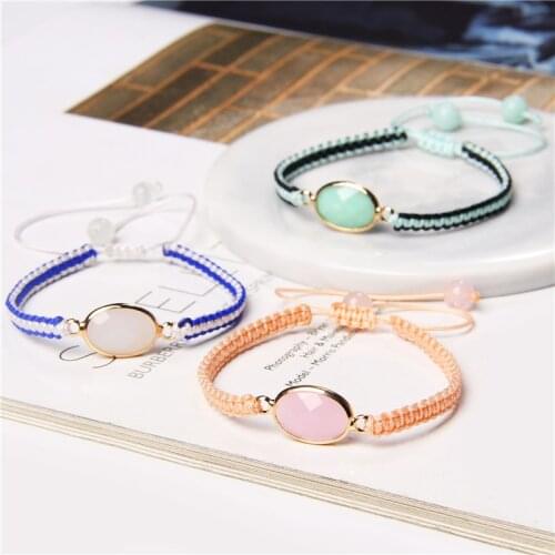 New Fashion Lucky Woven Bracelet Best Friend Stone Charm Bracelet Ladies Men Adjustable Thin Handmade Jewelry Friendship Gifts