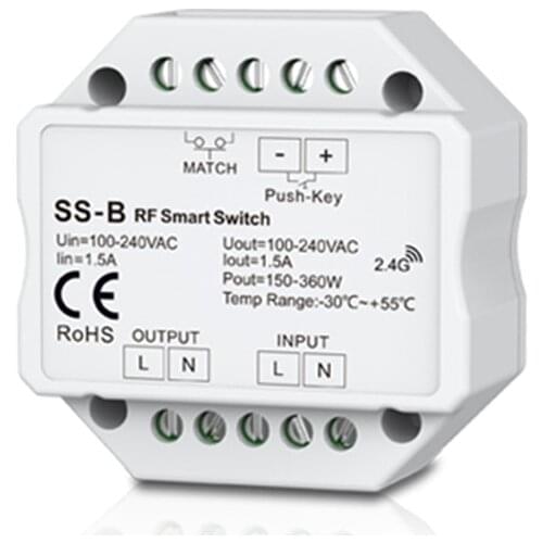 New SS-B Push Switch AC100-240V 1.5A RF Smart Switch Output 100-240VAC 2A 480W RF Smart Switch With Relay Output