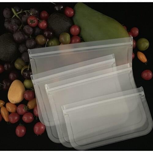 Portable Food Storage Bag Fresh Wrap Reusable Freezer Bag Frosted Food Grade Bag Leakproof Top Zero Waste Kitchen Organizer