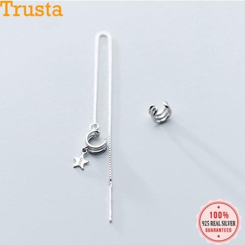 Trustdavis Minimalist 925 Sterling Silver Asymmetric Lovely 3 Layer Ear Line Cuff Clip on Earrings For Women Jewelry Gift DA935