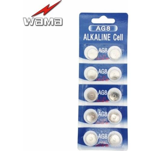 10x Wama AG8 LR1120 391 381 1.5V Alkaline Button Cell Coin Battery Wholesales Disposable Watch Batteries New