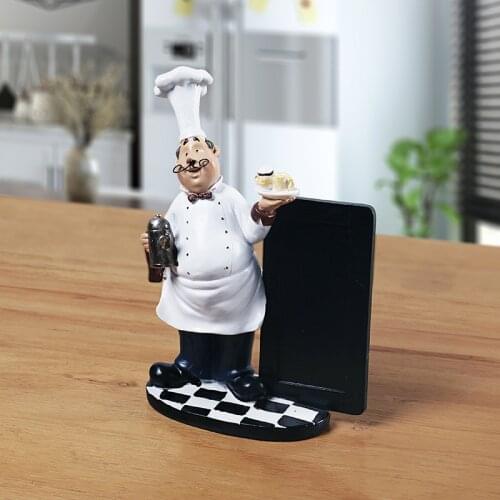 Nordic Resin Chef With Message Board Sculpture Home Restaurant Pastry Shop Kitchen Modern Art Decoration Miniature Figurines