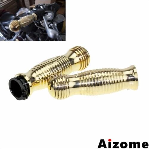Old School Motorcycle Solid Brass Vintage Hand Grips 1" Motorbike Handlebar Grip For Harley Cafe Racer Chopper Cruiser Honda BWM