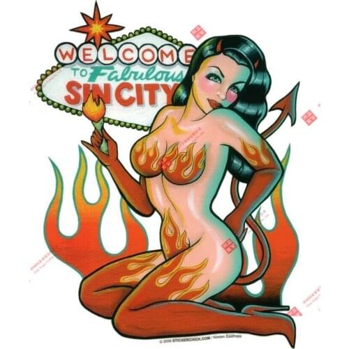 Rockabilly Sin City Devil Girl Las Vegas HotRod Sticker/Vinyl Decal Bumpersticker Car Decal Decoration Laptop