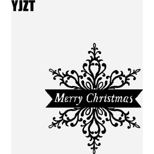YJZT 16.4CM*18.6CM Merry Christmas Car Sticker Vinyl Decal Christmas Creative Design Decoration Black/Silver C23-0220