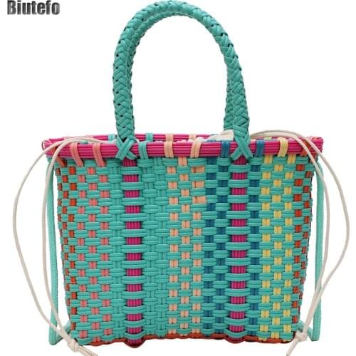 Women Woven Bag Designer Handbag Sac De Plage Straw Shoulder Rattan Paille Crossbody Tassen Boho Green Panier Plage Osier FLAP