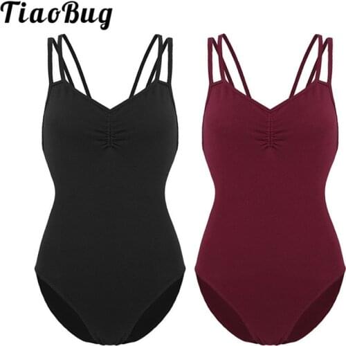 TiaoBug Women Built-in Bra Sports Bodysuit Professional Gymnastics Leotard Adult Ballet Leotards Stage Performance Dance Costume